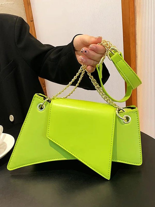 Geometric flap shoulder bag