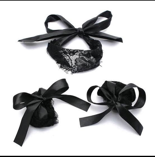 Satin lace 3 piece bondage set